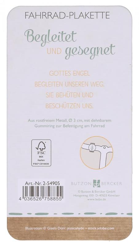 Fahrrad-Plakette für Lenker - Begleitet und Gesegnet