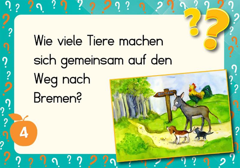 Lesen üben mit Bilderrätseln: Die Bremer Stadtmusikanten.