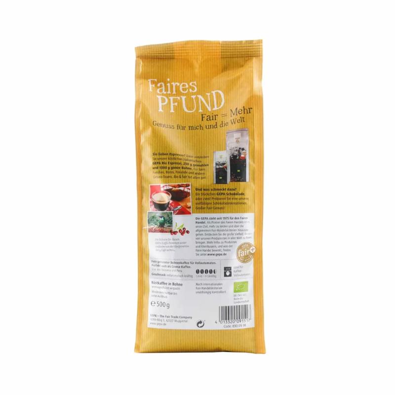 Faires Pfund Bio Caffè Crema 500g, Bohne