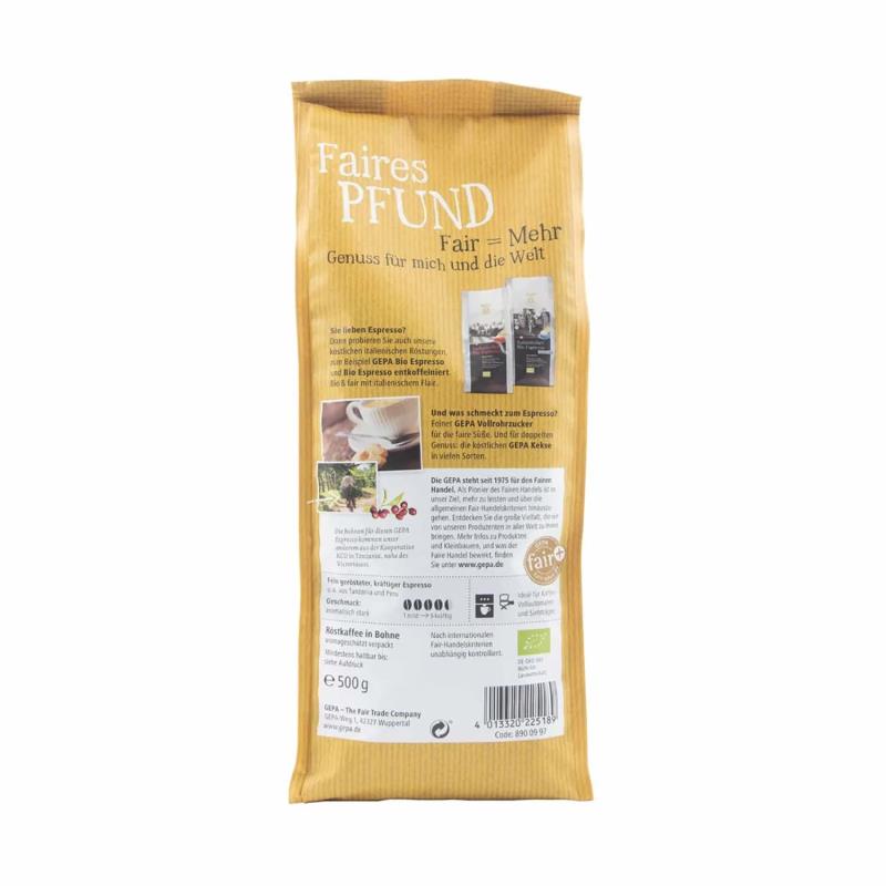 Faires Pfund Bio Espresso 500g, Bohne